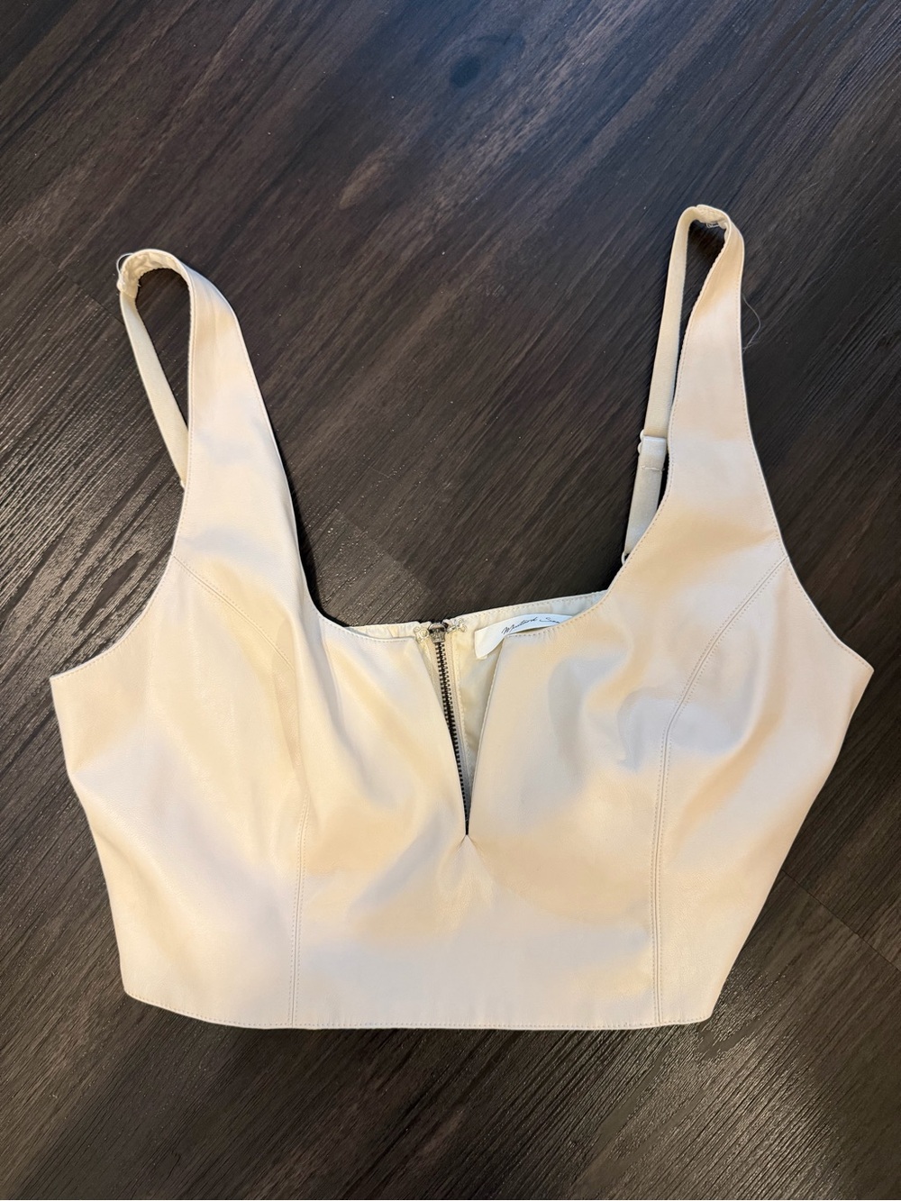 Mustard Seed Neutral Beige Cropped Tank with Front Zip